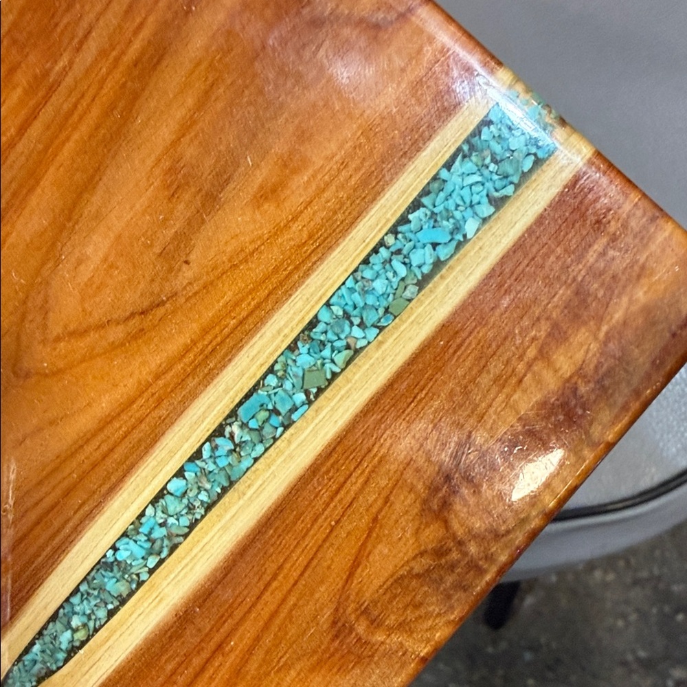 Wooden Box with Turquoise Inlay - Picture 2 of 5